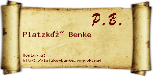 Platzkó Benke névjegykártya